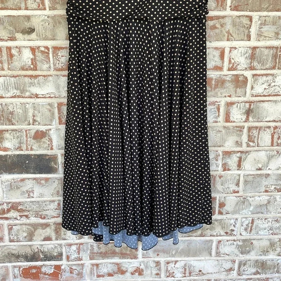 Ronni Nicole Black Gold Polka Dotted Wrap Sleeveless Skater Dress - Picture 7 of 10
